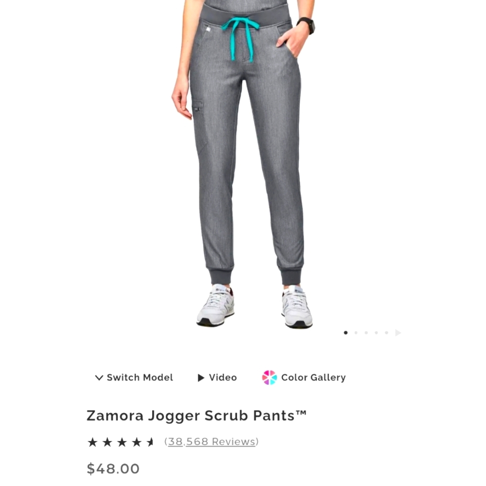 Figs Zamora Jogger Scrub Pants in Graphite with Teal XL Tall